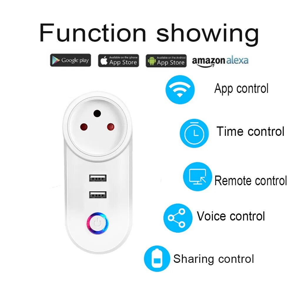 WIFI Smart Socket Mobile Plug with USB Charging Remote Control Timer Support Alexa Google