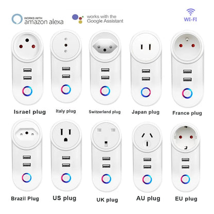 WIFI Smart Socket Mobile Plug with USB Charging Remote Control Timer Support Alexa Google