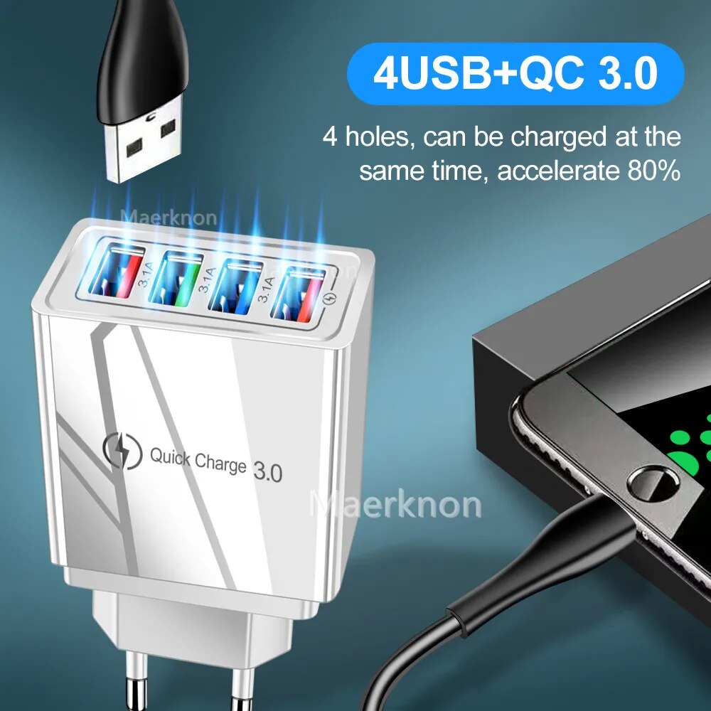 3A Fast USB Charger Quick Charge 3.0 For Phone Adapter for iPhone 14 Pro Max