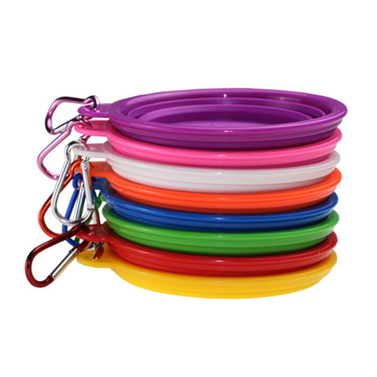 Portable Dog Feeding Bow& Silicone Folding Water Food Container Silicone&Travel Bowls Collapsible Pet Accessories
