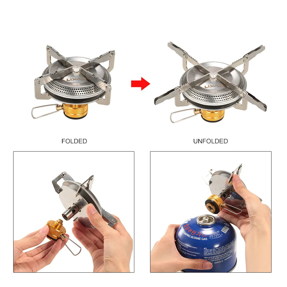 Outdoor Camping Gas Stove Ultralight Portable Stove Burner for Hiking Backpacking Picnic Cooking Stoves Furnace Lixada