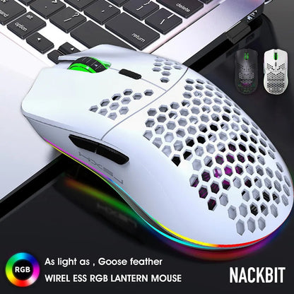 Wireless Mouse RGB Light Honeycomb Rechargeable Gaming Mouse Desktop PC