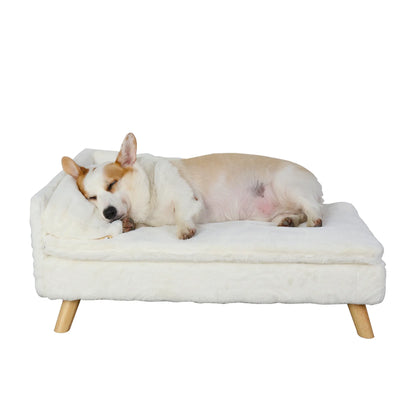 Elevated Pet Bed,Nordic Pet Stool Bed with Cozy Pad Waterproof,Pet Sofa Bed with Sturdy Wood Legs