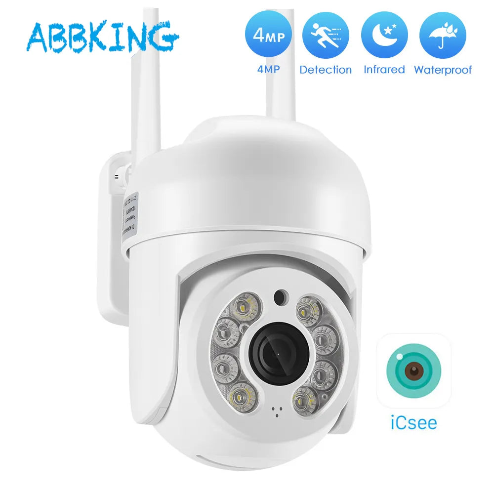 4MP 2K WIFI PTZ Camera iCsee App Outdoor Security Waterproof 2MP 1080P HD WIFI Surveillance Dome Camera Motion Detect XMeye
