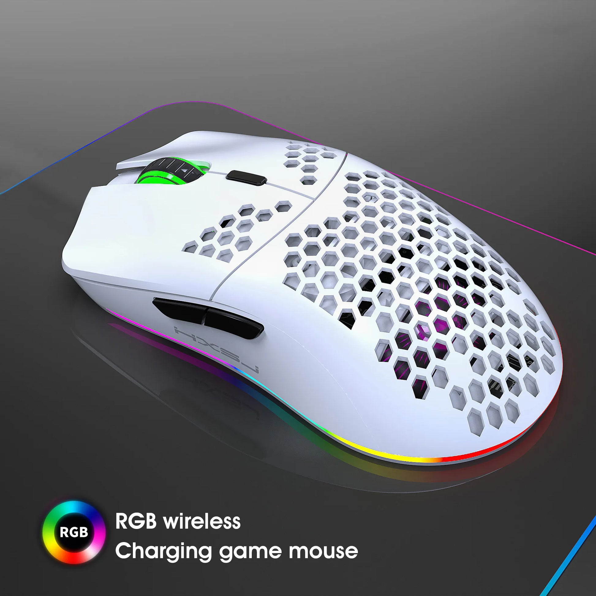 Wireless Mouse RGB Light Honeycomb Rechargeable Gaming Mouse Desktop PC