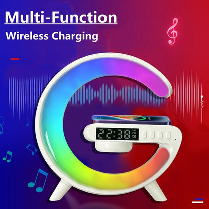 Mini Multifunction Wireless Charger Pad Stand Speaker TF RGB Night Light Fast Charging Station