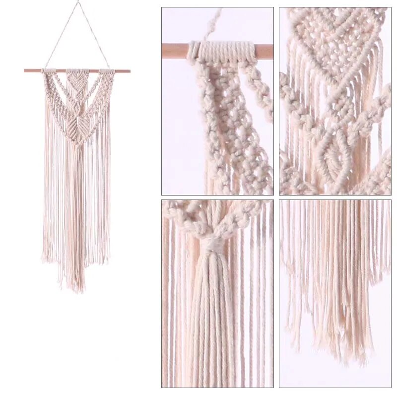 Bohemian Style Woven Tapestry Long Tassel Wall Hanging Handmade Home Decoration Wall Cotton