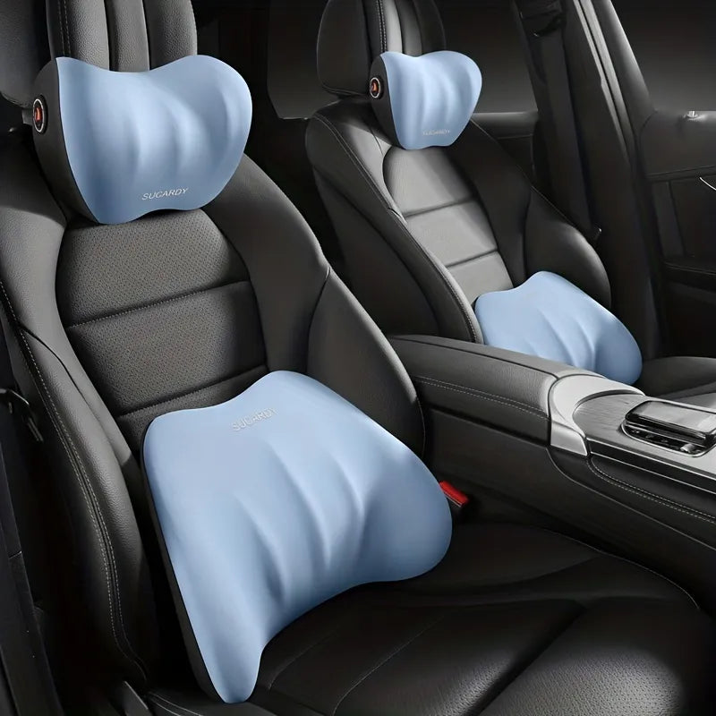 Car Seat Lumbar Headrest Support Memory Foam Waist Neck Pillow Car Travel Back Support For Tesla Car Interior Accessories
