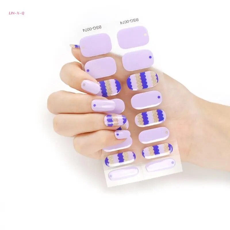 Semi Cured Gel Nail Stickers Adhesive Nail Gel Polish Strips Gel Nail Stickers