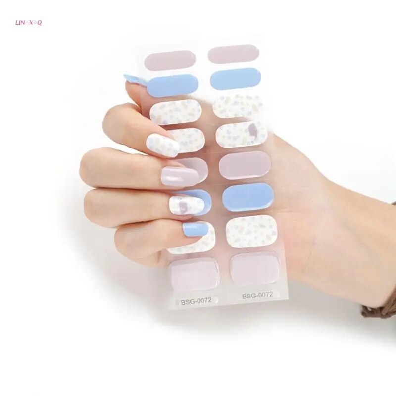 Semi Cured Gel Nail Stickers Adhesive Nail Gel Polish Strips Gel Nail Stickers