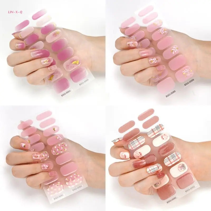 Semi Cured Gel Nail Stickers Adhesive Nail Gel Polish Strips Gel Nail Stickers