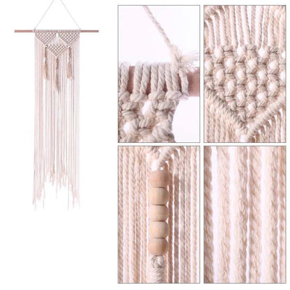 Bohemian Style Woven Tapestry Long Tassel Wall Hanging Handmade Home Decoration Wall Cotton