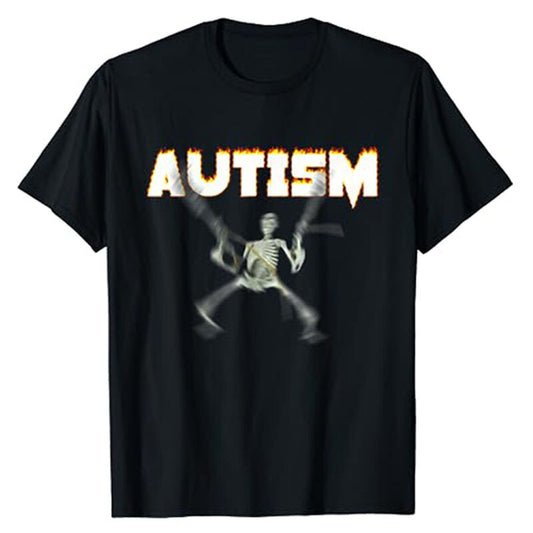 Autism Skeleton Meme T-Shirt Humor Funny Skull Print Halloween Costume Gifts