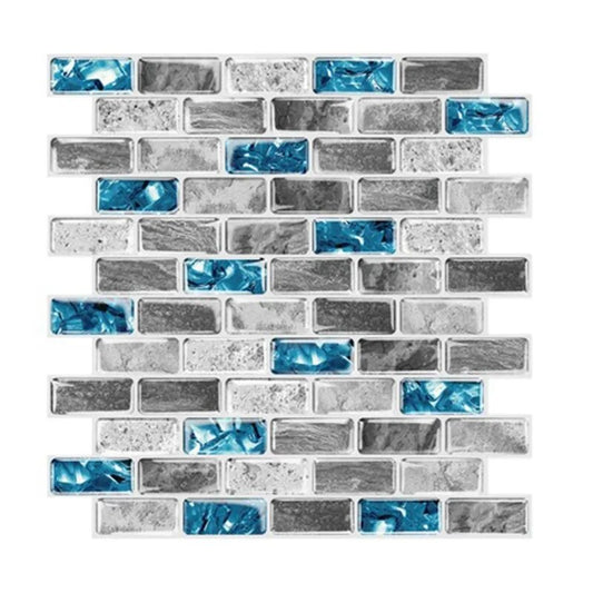 Vivid Tiles Blue Peel And Stick Tiles 3D Brick Effect Waterproof Kitchen Backsplash Decor Self Adhesive Wallpaper