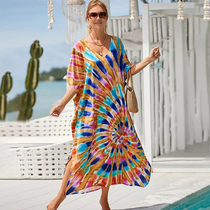 Bohemian Beach Dresses Maxi Kaftans for Women 2023 Summer Holiday Swimsuit Cover Ups
