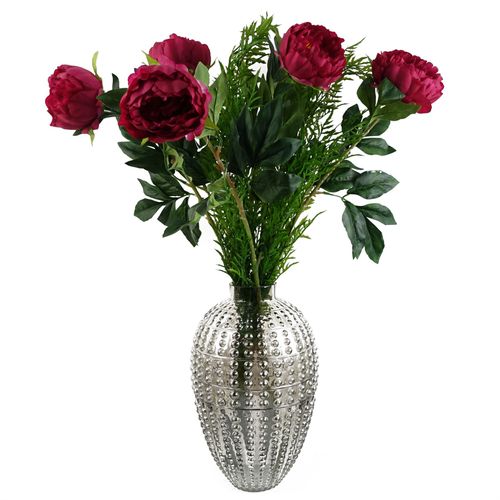 Elegant 80cm Artificial Peony & Fern Flower Vase Set – Stylish Home Decor