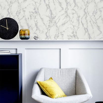 Light Grey Marble-Effect Wallpaper - Modern Home Décor