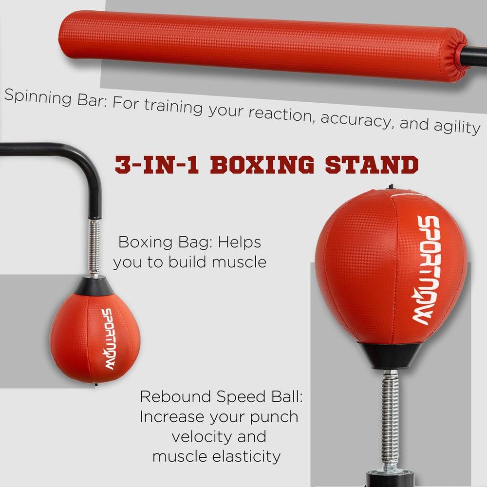 SPORTNOW Boxing Bag, Freestanding Punching Bag with Reflex Bar,