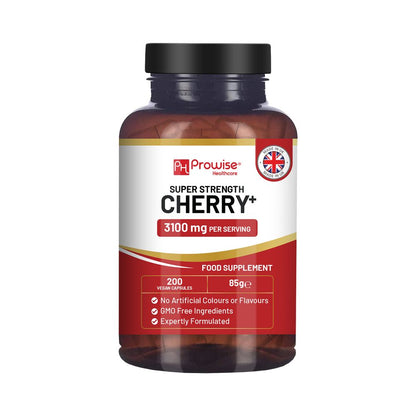 Cherry+ 3100mg I 200 Vegan Capsules Super Strength Formula l Made in The UK