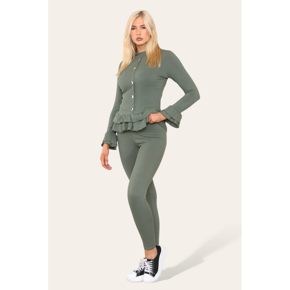 Middle Button Peplum Suit