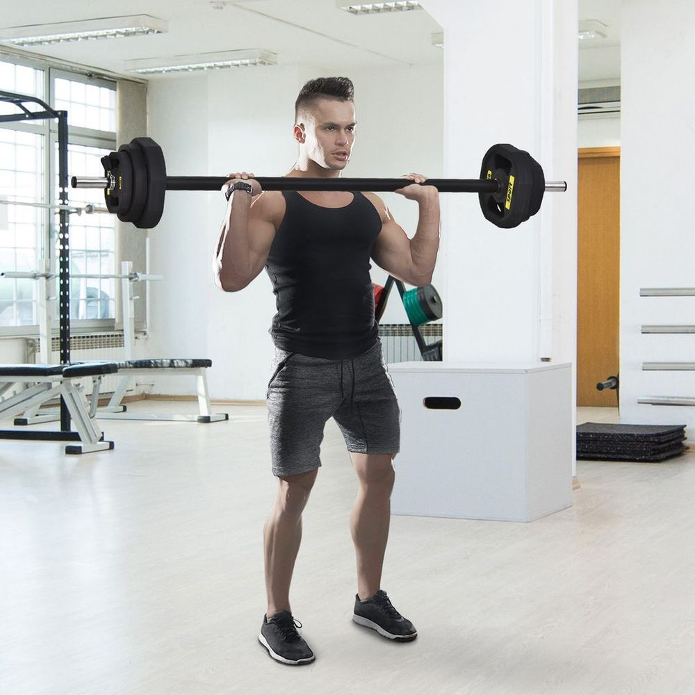 Adjustable 20kg Barbell Set Fitness Exercise for Indoor Home Gym Black