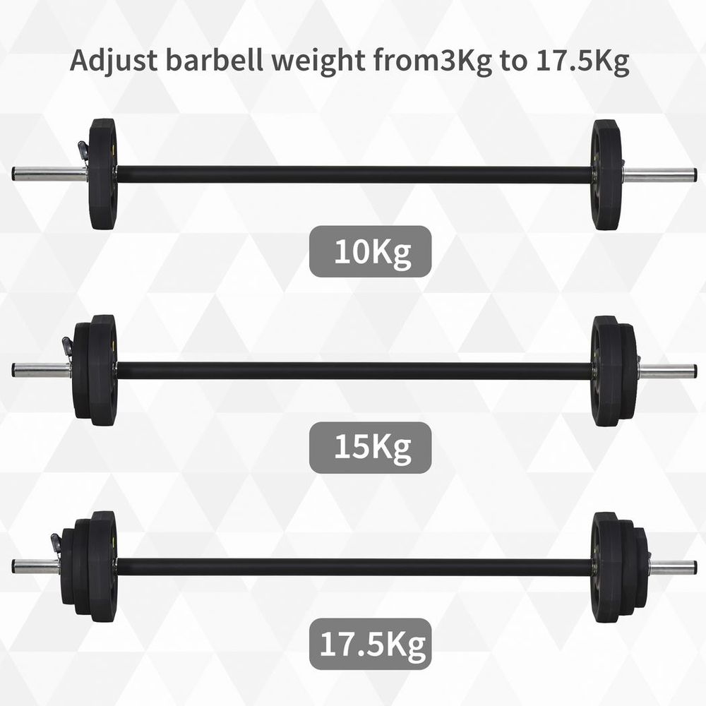 Adjustable 20kg Barbell Set Fitness Exercise for Indoor Home Gym Black