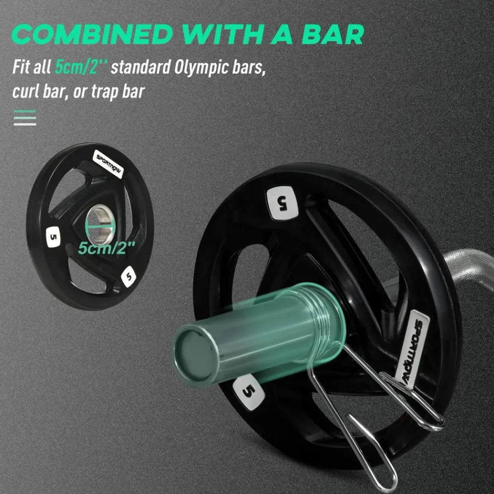 Olympic Weight Plates, Tri-Grip Barbell Weights Set with 2'' Holes, 2 x 5kg