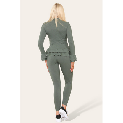 Middle Button Peplum Suit